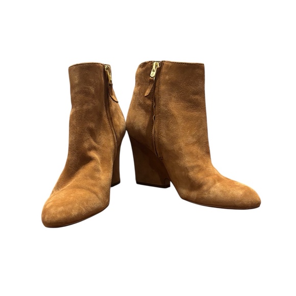 Sam Edelman Wilson Suede Wedge Ankle Boots Saddle size 6.5 - Picture 1 of 13